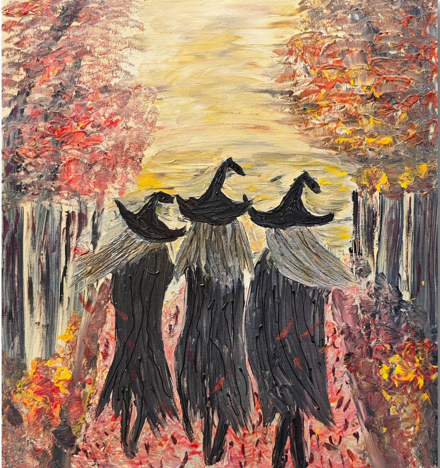 Dipinto "le sorelle del bosco rosso" Lucia Cirullo