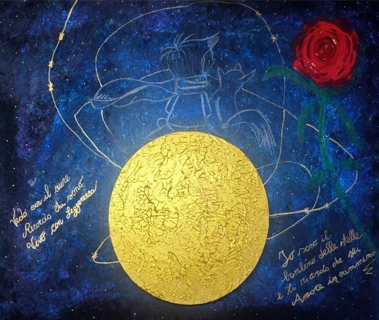Dipinto "il bambino delle stelle" Lucia Cirullo